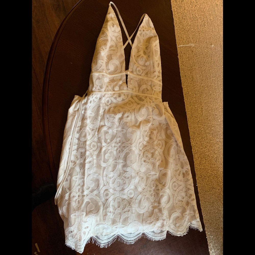 TOBI white bodycon dress with lace up back